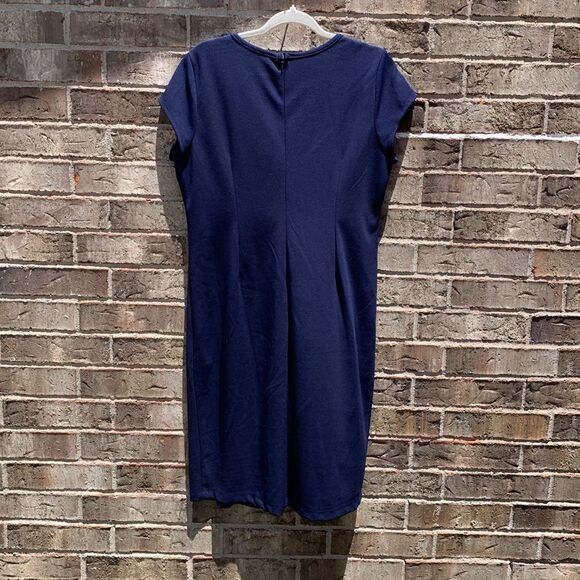 Take 50% OFF- SLNY Blue Sheath Dress with Flutter Sleeves, Size-14 - Picture 8 of 8